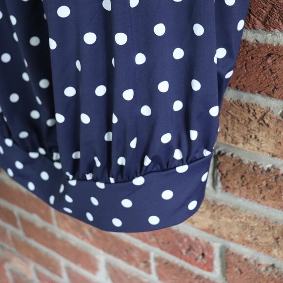 lands end swim top * loose * polka dot * navy / white * size 24W * euc - Picture 7 of 14